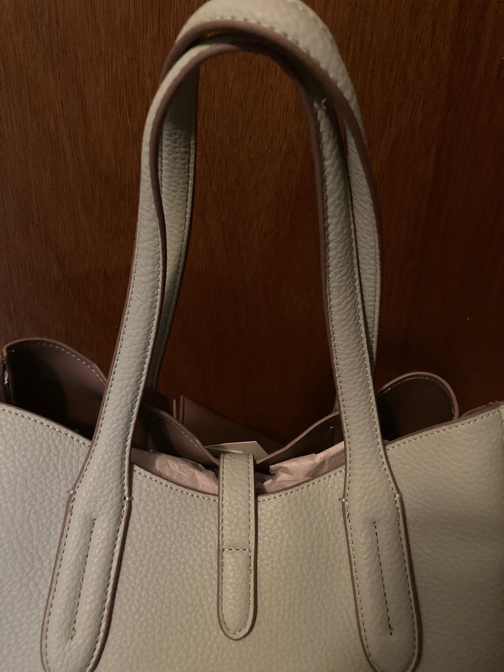 Anne Klein Mint Green Tote with Removable Brown Pouch - Picture 12 of 15